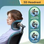 DEVAISE Ergonomic Mesh Desk Chair, Separated-Adjustable Lumbar Support，Large Cushion, Flip-up Armrests, 90-125° Rocking Tilt, for Home Office Computer Gaming, Black