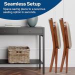 MECO Stakmore School House Wooden Folding Chairs with Padded Seats, Set of 2 - No Assembly Foldable Dining Chairs, Steel Folding Mechanism, Upholstered Cushion, Space-Saving, Fruitwood Frame