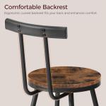 MAHANCRIS Bar Stools, Set of 2 Bar Chairs with Backrest and Footrest, 26" Tall Counter Stools, Metal Frame, Adjustable Feet, Easy Assembly, for Kitchen, Living Room, Pub, Rustic Brown BAHR6001