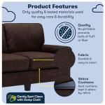 Serta Copenhagen Rolled Arm Sofa, Easy Care Polyester, Soft Pillow Back, Pocket Coil Seat Cushions, Removable Covers, Couch for Small Spaces, Living Rooms or Bedrooms, 61" Loveseat, Brown