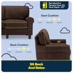 Serta Copenhagen Rolled Arm Sofa, Easy Care Polyester, Soft Pillow Back, Pocket Coil Seat Cushions, Removable Covers, Couch for Small Spaces, Living Rooms or Bedrooms, 61" Loveseat, Brown