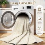 Living Room Rugs 8x10: Washable Moroccan Geometric Boho Rug Farmhouse Non Slip Stain Resistant Large Rug Low Pile Soft Carpet for Bedroom Dining Room Children Room (Beige,8'x10')