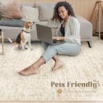 Living Room Rugs 8x10: Washable Moroccan Geometric Boho Rug Farmhouse Non Slip Stain Resistant Large Rug Low Pile Soft Carpet for Bedroom Dining Room Children Room (Beige,8'x10')