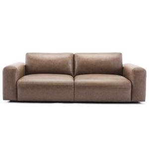 COLAMY 95" Oversized PU Leather Sofa, Comfy Sofa Couch with Extra Deep Seats, Wide Arm, Down Filled 3-Seater Modern Sofa for Living Room, Apartment Lounge-WolfGrey