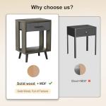 GYIIYUO Nightstands Set of 2 with Black Fabric Storage Drawer and Open Wood Shelf, Side Table with Storage for Bedroom, Bedside Tables - Gray 23.7" H