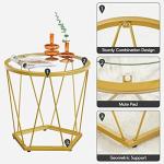 HOOBRO Small Coffee Table Set of 2, Round Coffee End Table with Metal Frame, Glass Top, Gold Side Table for Living Room, Bedroom and Balcony, Modern Style, Gold GD79BZ01