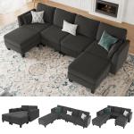 Huatean Home Modular Sectional Sofa, Convertible U Shaped Sofa Couch with High Density Memory Foam, 6 Seat Comfy Modular Sofa Couch for Living Room, Modern U Shaped Sectional Sofa, Dimgrey