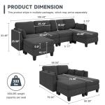 Huatean Home Modular Sectional Sofa, Convertible U Shaped Sofa Couch with High Density Memory Foam, 6 Seat Comfy Modular Sofa Couch for Living Room, Modern U Shaped Sectional Sofa, Dimgrey
