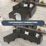 Huatean Home Modular Sectional Sofa, Convertible U Shaped Sofa Couch with High Density Memory Foam, 6 Seat Comfy Modular Sofa Couch for Living Room, Modern U Shaped Sectional Sofa, Dimgrey