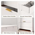 White 4 Drawer Dresser for Bedroom, Tall Bedroom Dresser with Large Drawer & Golden Handles, Wooden Storage Organizer Cabinet Chest of Drawer for Closet, Living Room, Hallway, Children's Room