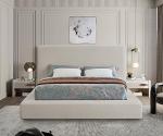 Meridian Furniture DevinCream-K Devin Collection Modern | Contemporary Bed with Luxe Linen Textured Fabric, 92.5" W x 97" D x 45" H, Cream, King Bed
