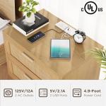 Rovaurx Rattan Nightstand with 2 Drawers, Bedside Table Small Night Stand with Charging Station, End Table for Bedroom, Boho Side Table with Solid Wood Legs for Bedroom, Modern Natural RCTG111ME