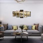 LUDUHU Yellow Orchid Flowers Canvas Print - Abstract Wall Art Painting Decor for Home Decoration Artwork Picture Bedroom Yellow Lily Floral (D,Oversize 40x20inch)