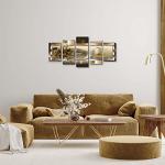 LUDUHU Yellow Orchid Flowers Canvas Print - Abstract Wall Art Painting Decor for Home Decoration Artwork Picture Bedroom Yellow Lily Floral (D,Oversize 40x20inch)