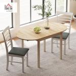 HOMCOM 55" Solid Wood Kitchen Table for 4-6 People, Oval Drop Leaf Tables for Small Spaces, Folding Dining Table, Natural