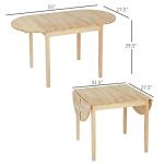 HOMCOM 55" Solid Wood Kitchen Table for 4-6 People, Oval Drop Leaf Tables for Small Spaces, Folding Dining Table, Natural