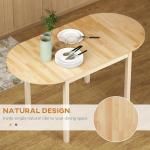HOMCOM 55" Solid Wood Kitchen Table for 4-6 People, Oval Drop Leaf Tables for Small Spaces, Folding Dining Table, Natural