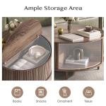 JOINICE,Round Coffee Table with Storage,Fluted Center Table with Sliding Cabinet Door for Living Room,Home Small Space,31.5" Small Center Table,Walnut