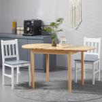 HOMCOM 55" Solid Wood Kitchen Table for 4-6 People, Oval Drop Leaf Tables for Small Spaces, Folding Dining Table, Natural