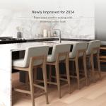 Nathan James Gracie Modern Counter Height Bar Stool with Back, Counter Stool Upholstered Chair with Natural Flax White Fabric and Brushed Light Brown Wooden Legs, Natural Flax/Brown