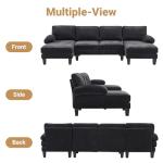 VINGLI 110" Sectional Couches for Living Room,U Shaped Couch with Double Chaise, 4-Seat Sofa Set with Chenille Fabric for Home Furniture,Black