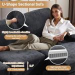 VINGLI 110" Sectional Couches for Living Room,U Shaped Couch with Double Chaise, 4-Seat Sofa Set with Chenille Fabric for Home Furniture,Black