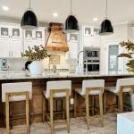 Nathan James Gracie Modern Counter Height Bar Stool with Back, Counter Stool Upholstered Chair with Natural Flax White Fabric and Brushed Light Brown Wooden Legs, Natural Flax/Brown