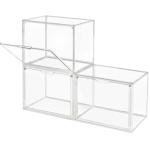 GUDEMAY Clear Stackable Plastic Storage Bins with Magnetic Lid, Dustproof Book & Cosmetic Display Cases, Large Figures Collectibles Showcase, Shoe Box, Protection Organizer (Transparent, L-3 Pack)