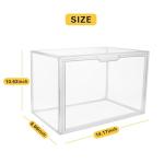 GUDEMAY Clear Stackable Plastic Storage Bins with Magnetic Lid, Dustproof Book & Cosmetic Display Cases, Large Figures Collectibles Showcase, Shoe Box, Protection Organizer (Transparent, L-3 Pack)