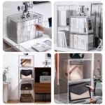 GUDEMAY Clear Stackable Plastic Storage Bins with Magnetic Lid, Dustproof Book & Cosmetic Display Cases, Large Figures Collectibles Showcase, Shoe Box, Protection Organizer (Transparent, L-3 Pack)