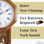 Pendulum Wall Clock Battery Operated - Real Wood Regulator Clock - Schoolhouse Design with Pendulum - Quiet, Non-Chiming - Wooden Wall Decor for Living Room Decor, Home, Office and Gift 18x11