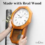Pendulum Wall Clock Battery Operated - Real Wood Regulator Clock - Schoolhouse Design with Pendulum - Quiet, Non-Chiming - Wooden Wall Decor for Living Room Decor, Home, Office and Gift 18x11