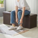 SONGMICS MAZIE Collection - 43 Inches Storage Ottoman Bench with Flipping Lid, Storage Chest with Iron Frame Support, Load 660 lb, for Living Room, Bedroom, Synthetic Leather, Brown ULSF75BR