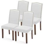 DUMOS Dining Chairs Set of 4, Moden Kitchen Table Chairs with Wooden Legs and Padded Seat for Dining Room/Kitchen/Living Room/Restaurant, Grey