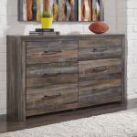 Signature Design by Ashley Drystan Rustic Industrial 6 Drawer Dresser, Weatherworn Brown