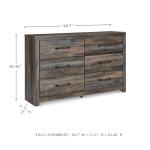 Signature Design by Ashley Drystan Rustic Industrial 6 Drawer Dresser, Weatherworn Brown