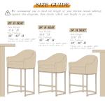 LVHOMLAX Counter Height Bar Stools Set of 4,Modern Counter Height Bar Stools,PU Leather Upholstered Barrel Barstools with Backs,26'' Kitchen Island Chairs,Metal Gold Frames,Pearl Beige Leather