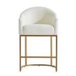 LVHOMLAX Counter Height Bar Stools Set of 4,Modern Counter Height Bar Stools,PU Leather Upholstered Barrel Barstools with Backs,26'' Kitchen Island Chairs,Metal Gold Frames,Pearl Beige Leather