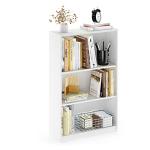 Furinno JAYA Book Shelf, 3-Tier Bookshelf, Bookcase with Adjustable Shelves, 9.5 x 24.5 x 40.3, for Living Room, Bedroom, Home Office, White