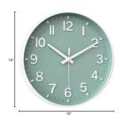 HZDHCLH Green Wall Clocks Battery Operated,12 inch Silent Non Ticking Modern Wall Clock for Living Room Bedroom Kitchen Office Classroom Decor