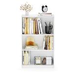 Furinno JAYA Book Shelf, 3-Tier Bookshelf, Bookcase with Adjustable Shelves, 9.5 x 24.5 x 40.3, for Living Room, Bedroom, Home Office, White
