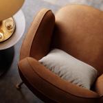 Leather Simple Living Room Chairs Brown Italian Hotel Salon Lounge Chairs Armchair Puffs Designer Fauteuils De Salon Furniture