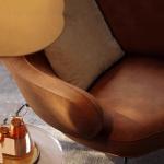 Leather Simple Living Room Chairs Brown Italian Hotel Salon Lounge Chairs Armchair Puffs Designer Fauteuils De Salon Furniture