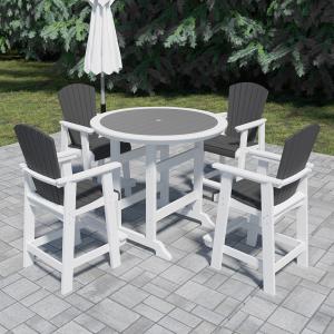 5 PCS Modern Table Chair Set Patio Bar Table with 4 Chairs High Top Outdoor Table Tall Stools For Home Garden Yard Coffee Shop