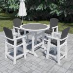 5 PCS Modern Table Chair Set Patio Bar Table with 4 Chairs High Top Outdoor Table Tall Stools For Home Garden Yard Coffee Shop
