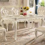 European marble dining table living room full solid wood carving flower dining table and chair combination