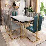 Metal Nordic Luxury Dining Table Kitchen Chairs Natural Design Center Dining Table Restaurant Marble Eettafel Home Furniture