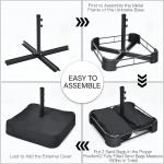 10Piece Patio Rattan Dining Set w/15Ft Double-Sided Umbrella, Outdoor Heavy Duty Acacia Wood Table & Stackable Wicker Chairs Set