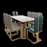Metal Nordic Luxury Dining Table Kitchen Chairs Natural Design Center Dining Table Restaurant Marble Eettafel Home Furniture