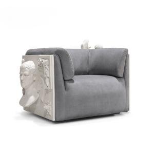 Modern plaster art wall living room single sofa